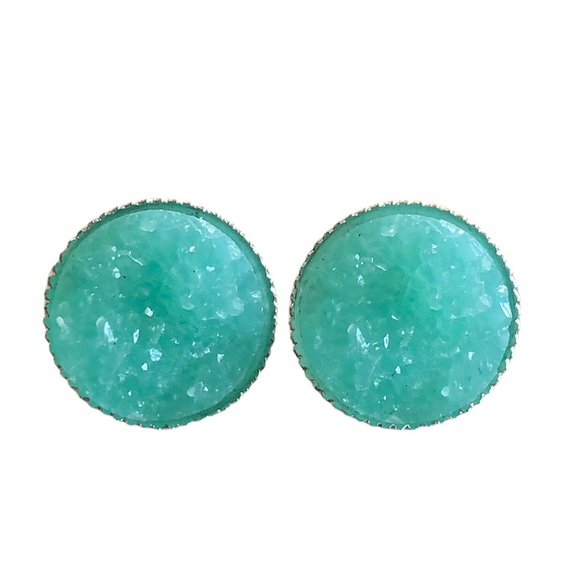 thejeweladdict Jewelry - 3 for 15🎀chunky Drusy style Sky blue silver studs
